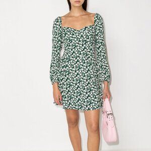Reformation Green Floral Mini Dress